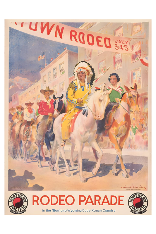 Rodeo Parade Northern Pacific Postal Card