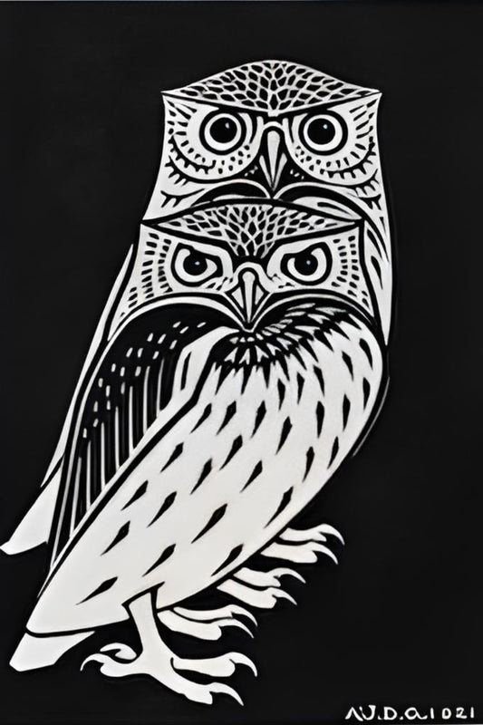 Two Owls Postal Card