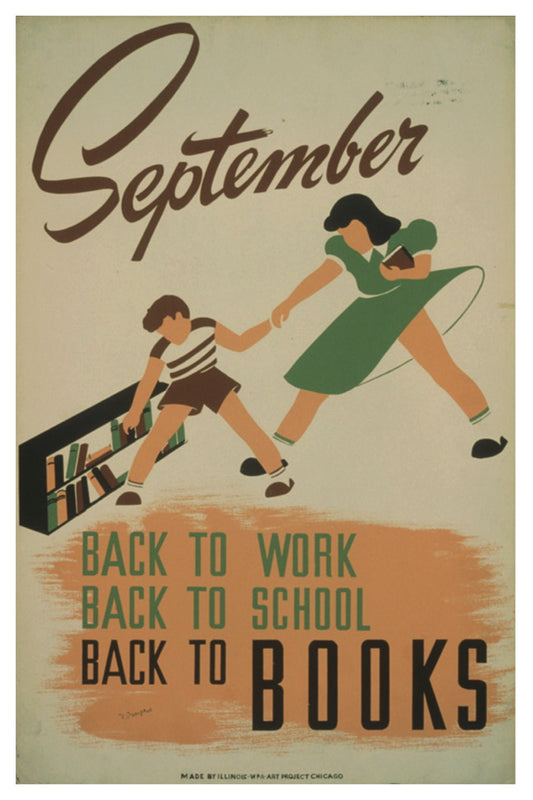 September Back to Work, Back to School WPA Postal Card