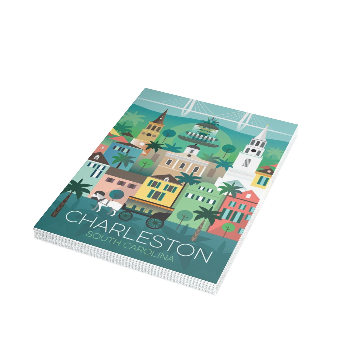 Charleston gefaltete matte Notizkarten + Umschläge (10 Stück) 
