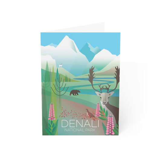 Cartes de notes mates pliées du parc national de Denali + enveloppes (10 pièces)
