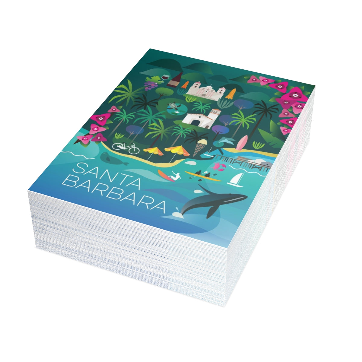 Santa Barbara Folded Matte Notecards + Envelopes (10pcs)