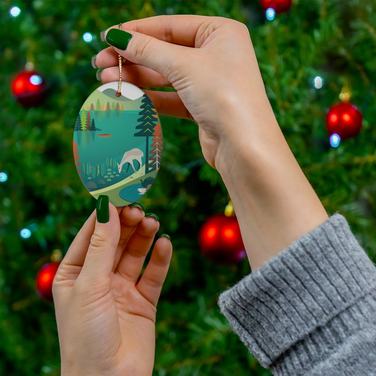 Acadia National Park, Jordan Pond Ceramic Ornament