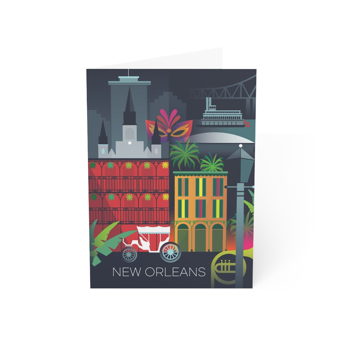 New Orleans gefaltete Grußkarten + Umschläge (10 Stück)