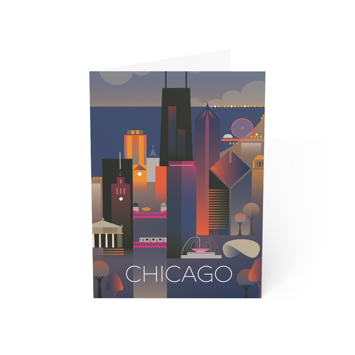 Chicago gefaltete matte Notizkarten + Umschläge (10 Stück) 
