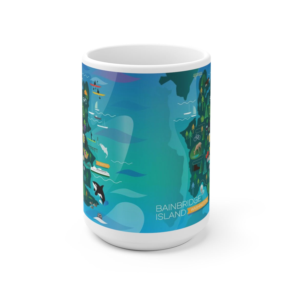 TASSE EN CÉRAMIQUE DE 11 OZ OU 15 OZ DE L'ÎLE DE BAINBRIDGE