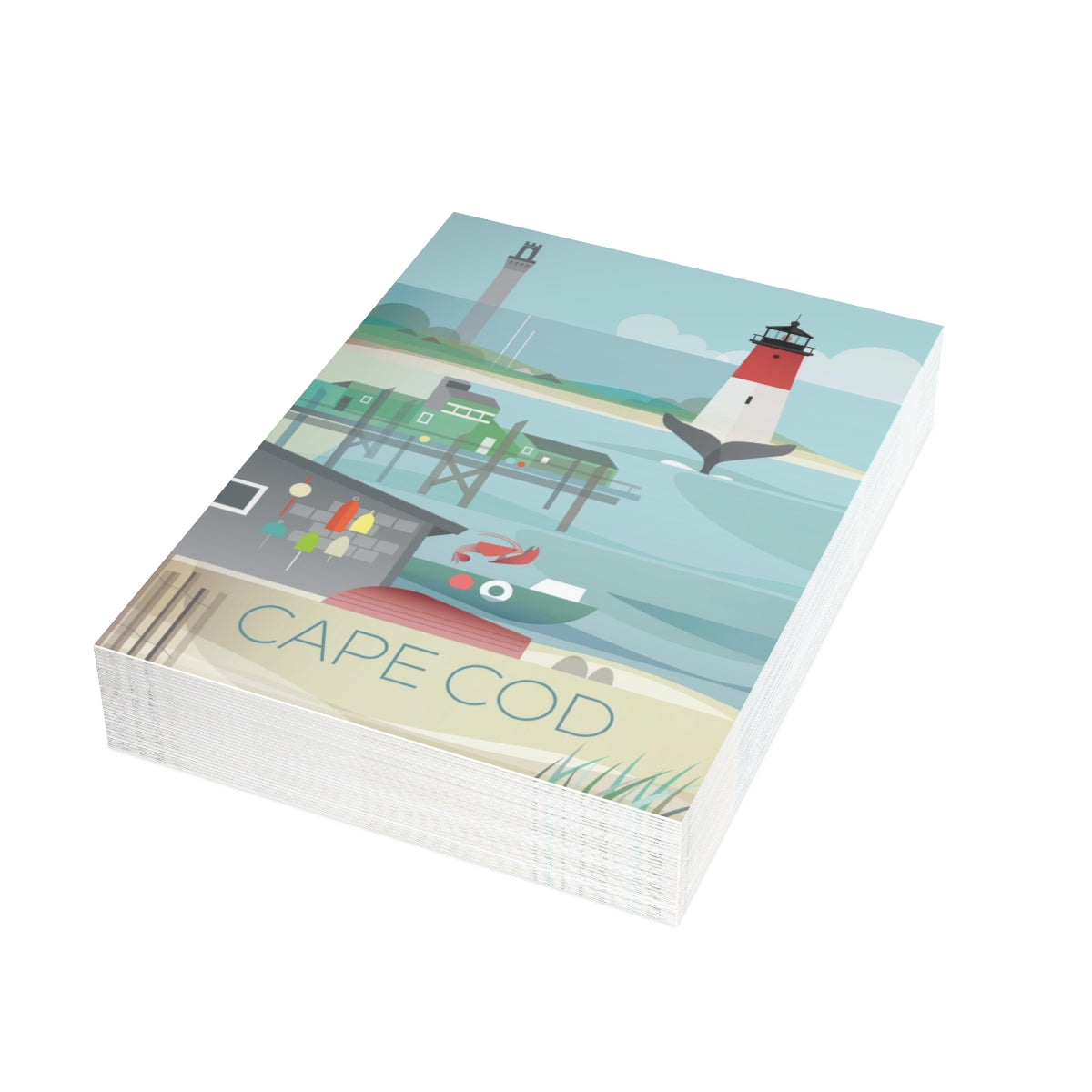 Cartes de notes mates pliées Cape Cod + enveloppes (10 pièces) 