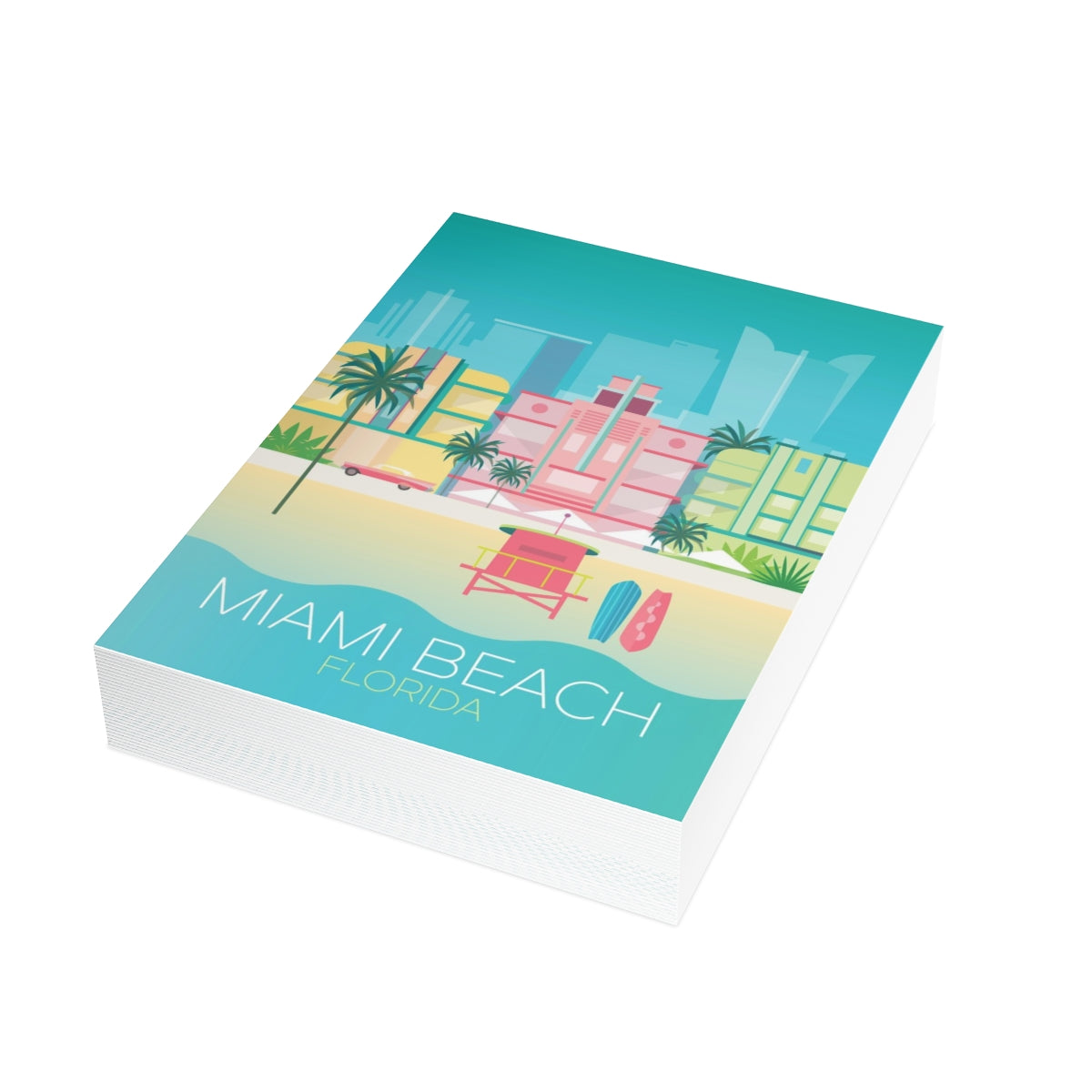 Miami Beach Folded Matte Notecards + Envelopes (10pcs)