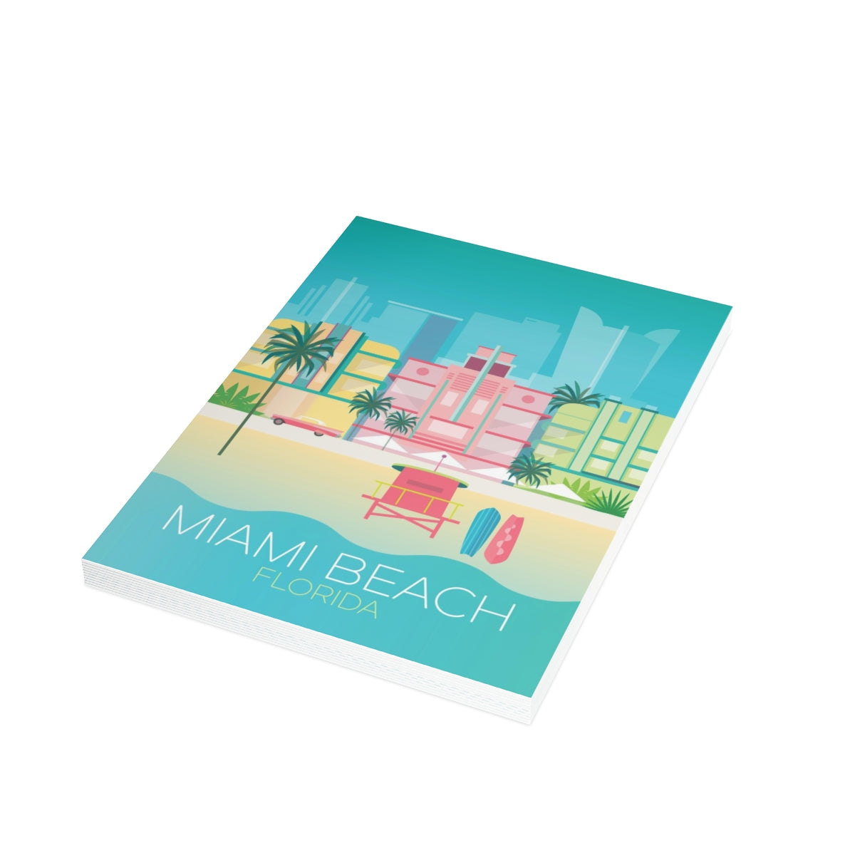 Miami Beach Folded Matte Notecards + Envelopes (10pcs)