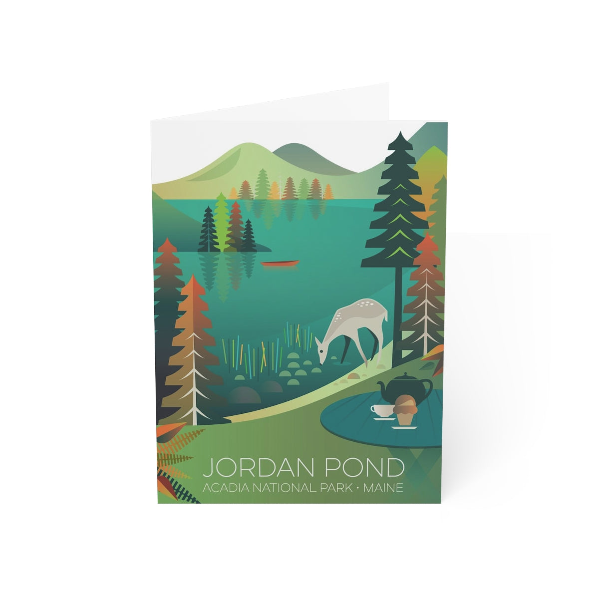 Acadia-Nationalpark, Jordan Pond, gefaltete matte Notizkarten + Umschläge (10 Stück)