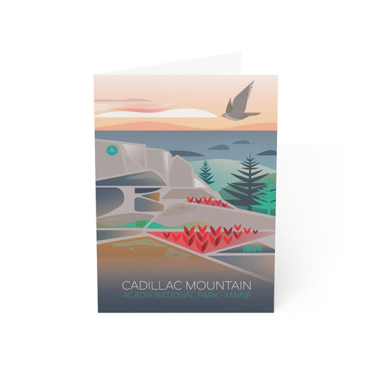 Parc national Acadia, cartes de notes mates pliées Cadillac Mountain + enveloppes (10 pièces)