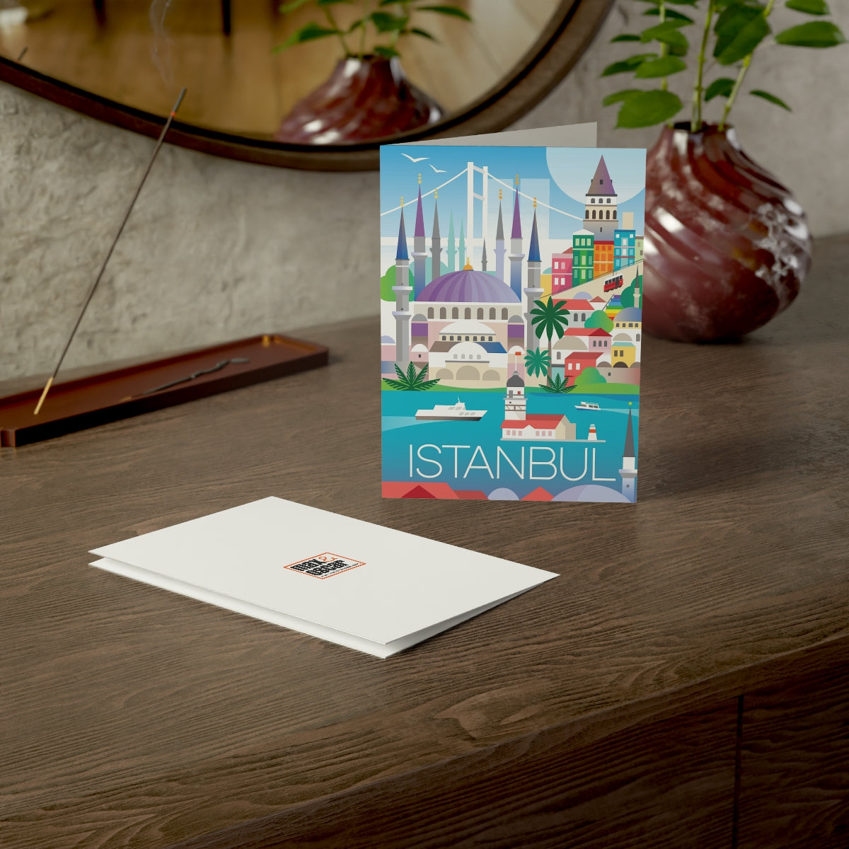 Cartes de notes mates pliées Istanbul + enveloppes (10 pièces)
