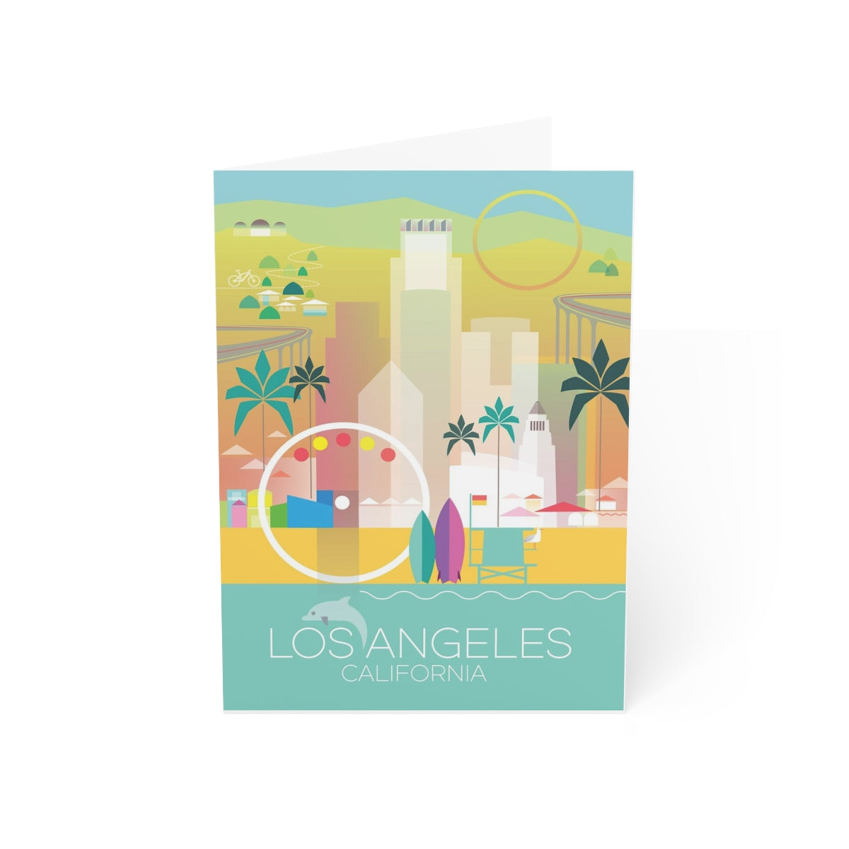 Los Angeles Folded Matte  Notecards + Envelopes (10pcs)