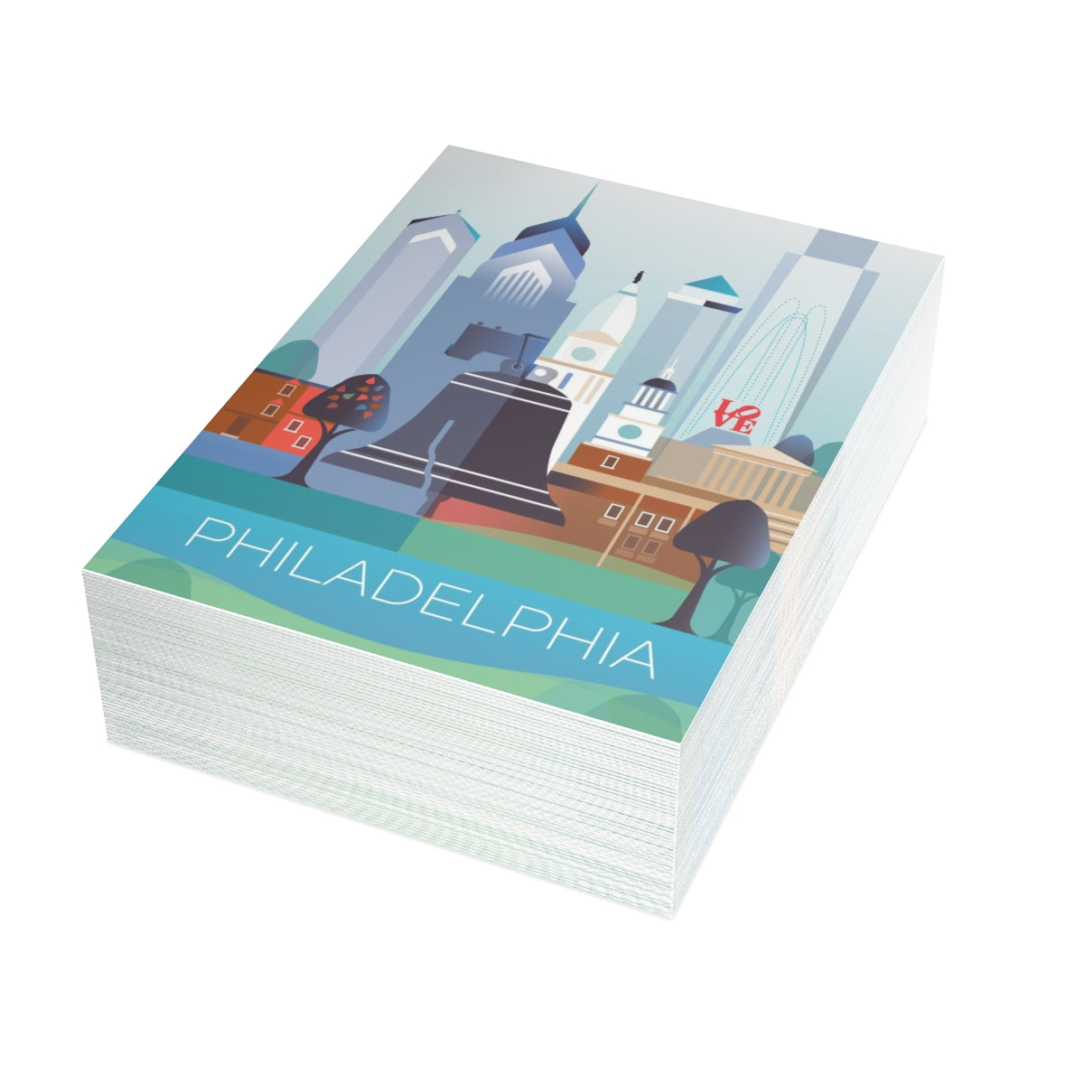 Philadelphia Folded Matte Notecards + Envelopes (10pcs)