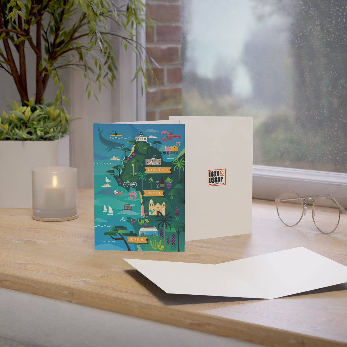 Monterey + Carmel Folded Matte Notecards + Envelopes (10pcs)
