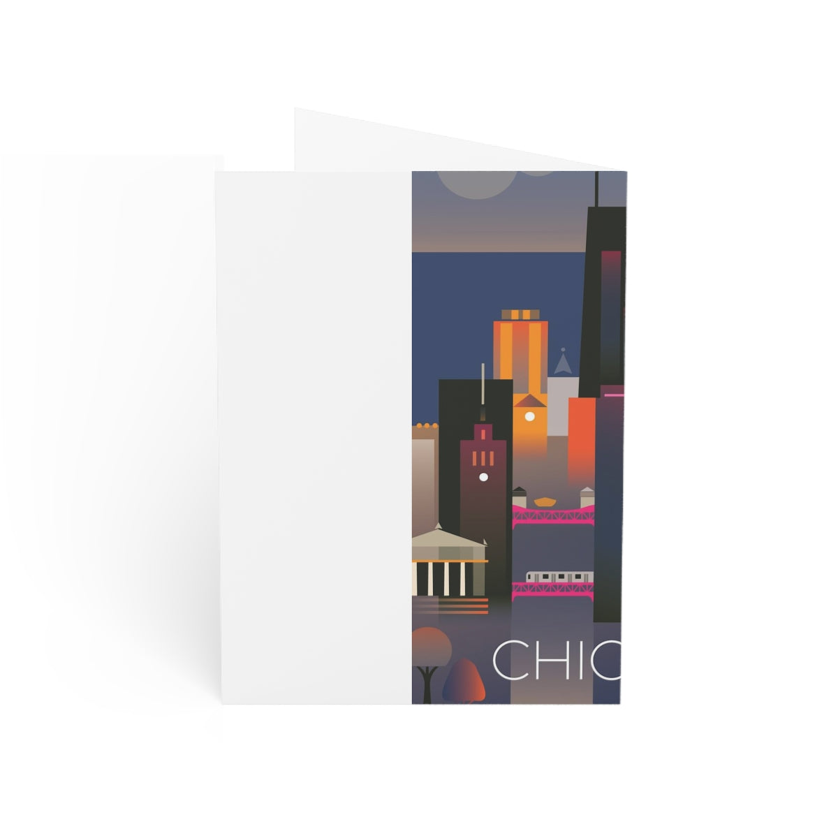 Chicago Cartes mates pliées + Enveloppes (10pcs)