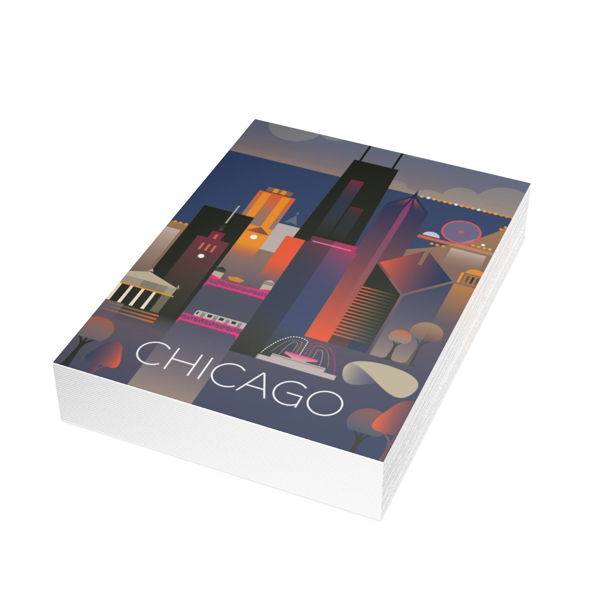 Chicago gefaltete matte Notizkarten + Umschläge (10 Stück) 