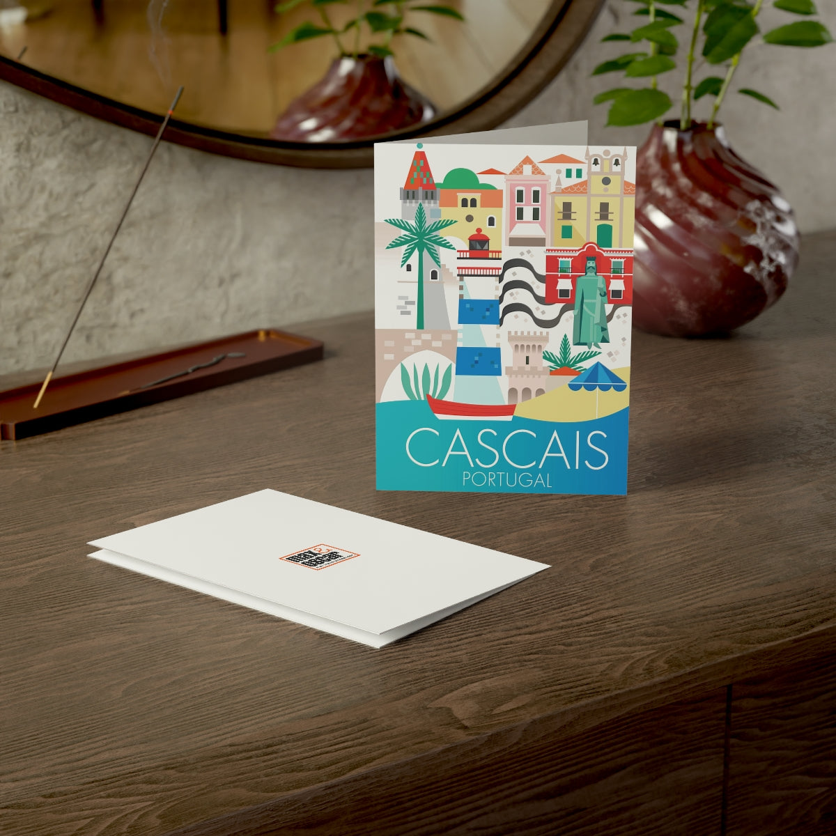 Cartes de correspondance mates pliées Cascais + enveloppes (10 pièces) 