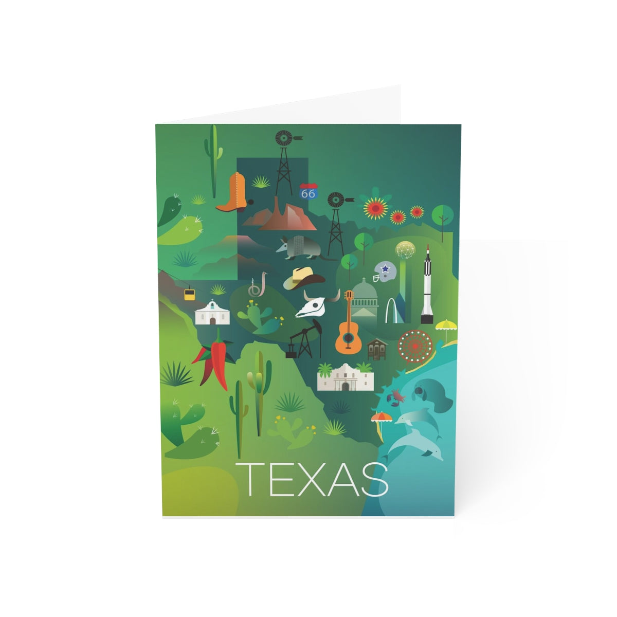 Cartes mates pliées Texas + enveloppes (10 pièces)