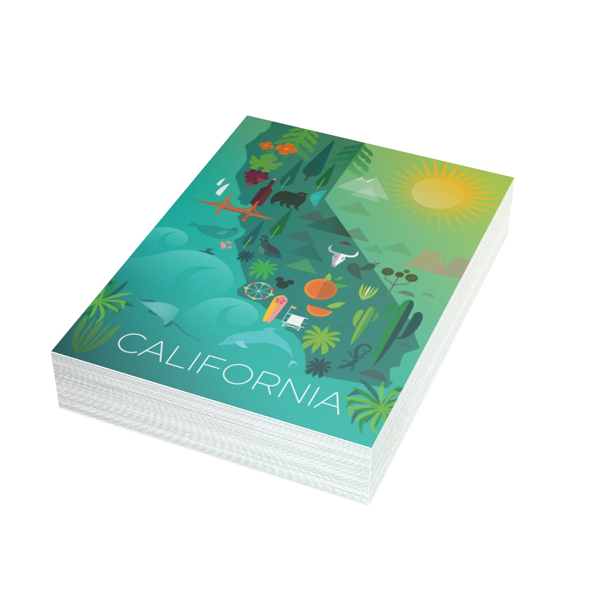 California Map Folded Matte Notecards + Envelopes (10pcs)