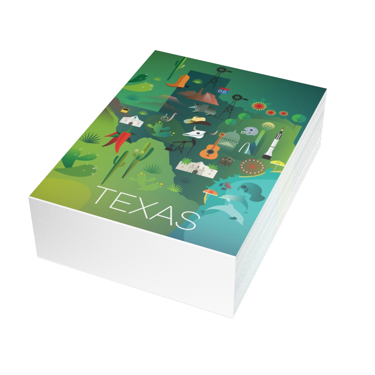 Cartes mates pliées Texas + enveloppes (10 pièces)