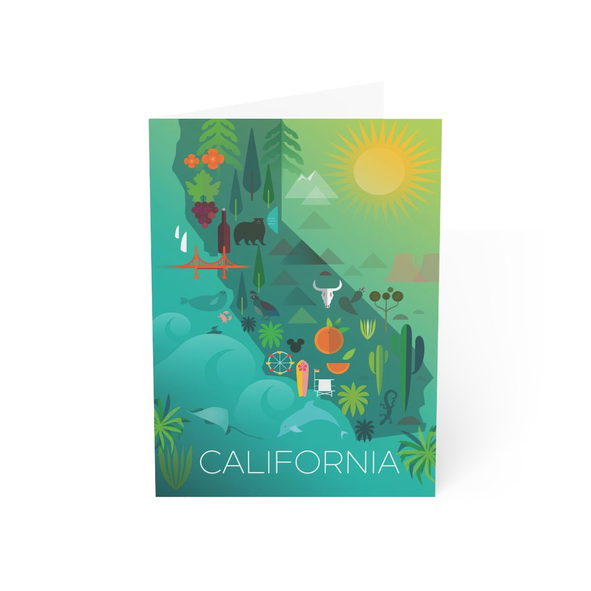 California Map Folded Matte Notecards + Envelopes (10pcs)