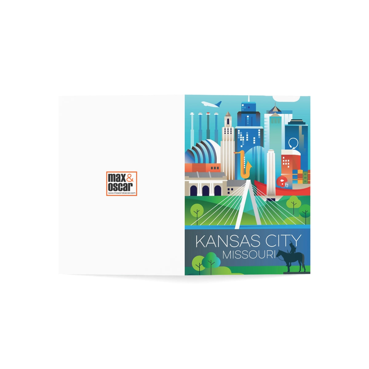 Cartes de correspondance mates pliées Kansas City + enveloppes (10 pièces)