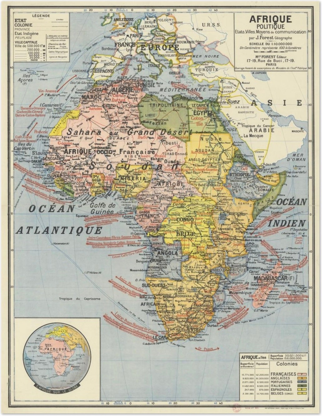 FRENCH SCHOOL MAP - AFRIQUE POLITIQUE