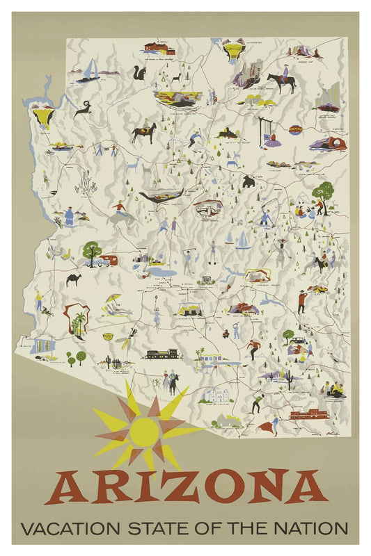 ARIZONA MAP POSTAL CARD