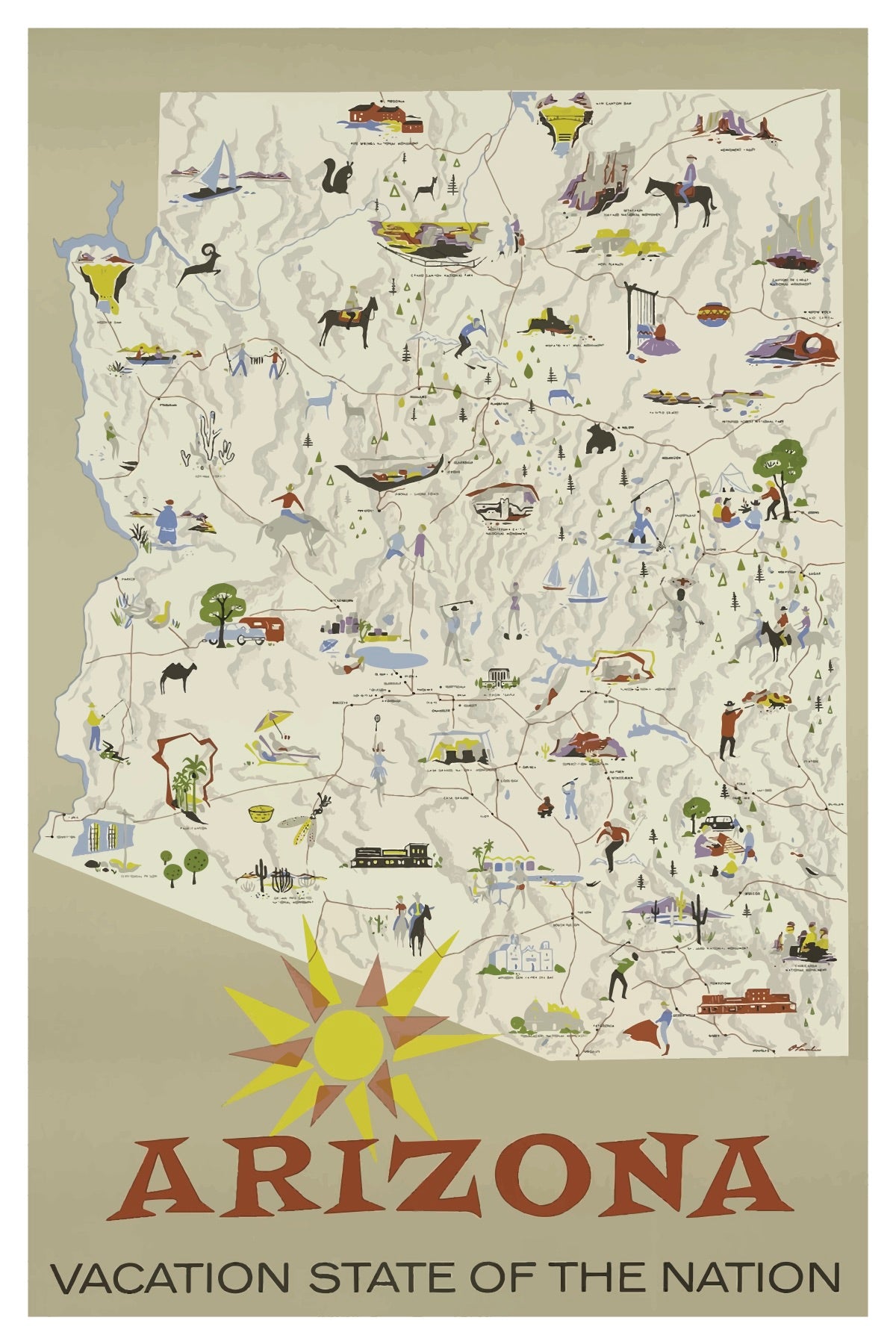 ARIZONA MAP POSTAL CARD