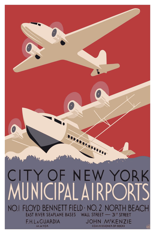 CARTE POSTALE DES AÉROPORTS MUNICIPAUX DE LA VILLE DE NEW YORK