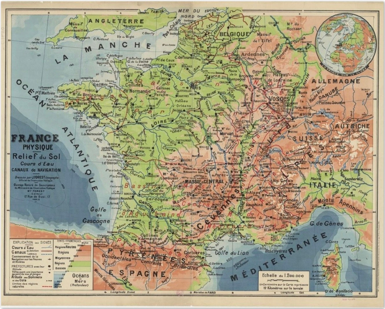 FRENCH SCHOOL MAP - FRANCE PHYSIQUE