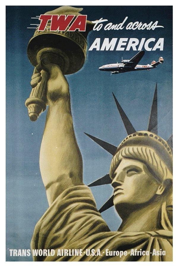 FLY TO AND ACROSS AMERICA TWA POSTAL CARD