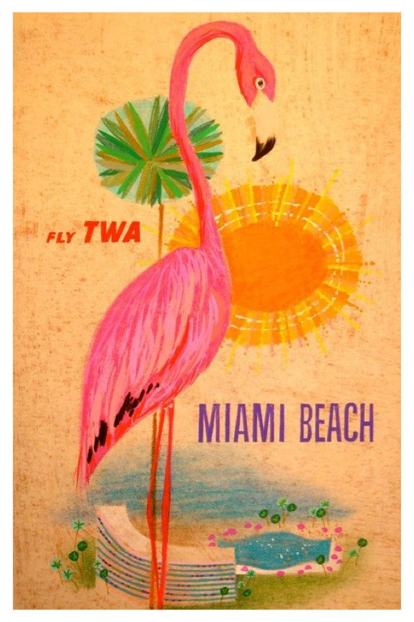 MIAMI BEACH TWA POSTAL CARD