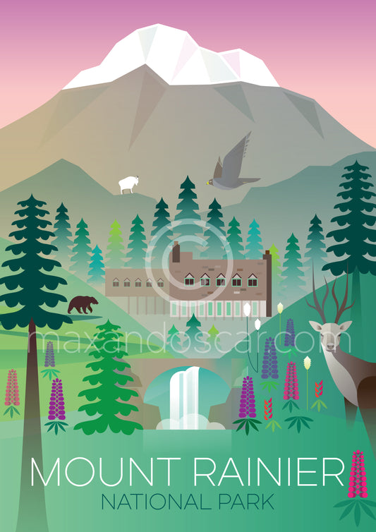 CARTE POSTALE DU PARC NATIONAL DU MONT-RAINIER