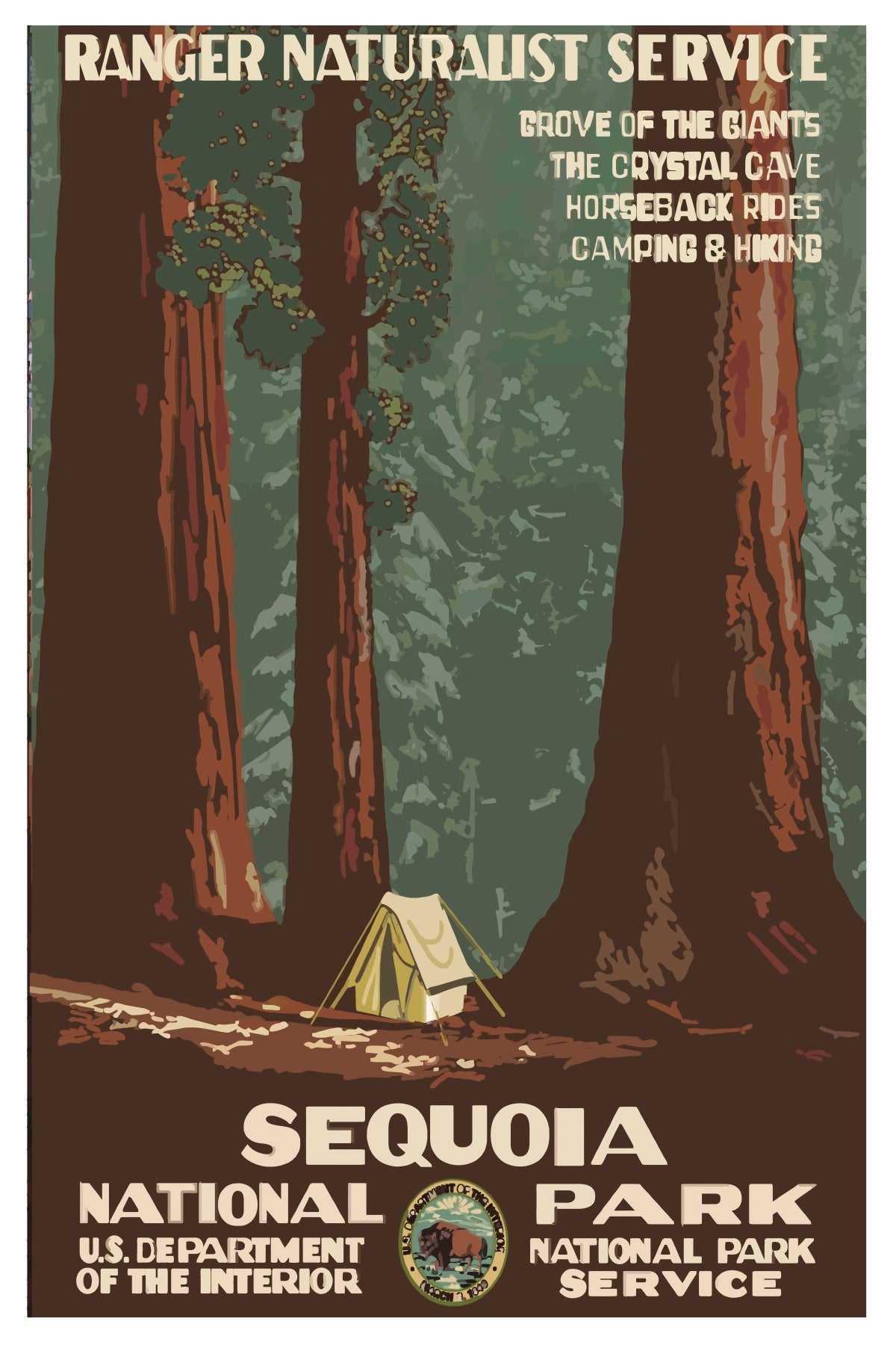 SEQUOIA NATIONAL PARK WPA POSTCARD