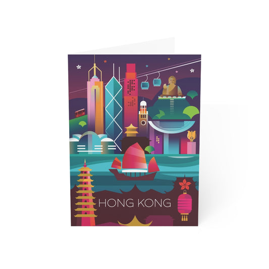 Hong Kong gefaltete matte Notizkarten + Umschläge (10 Stück)