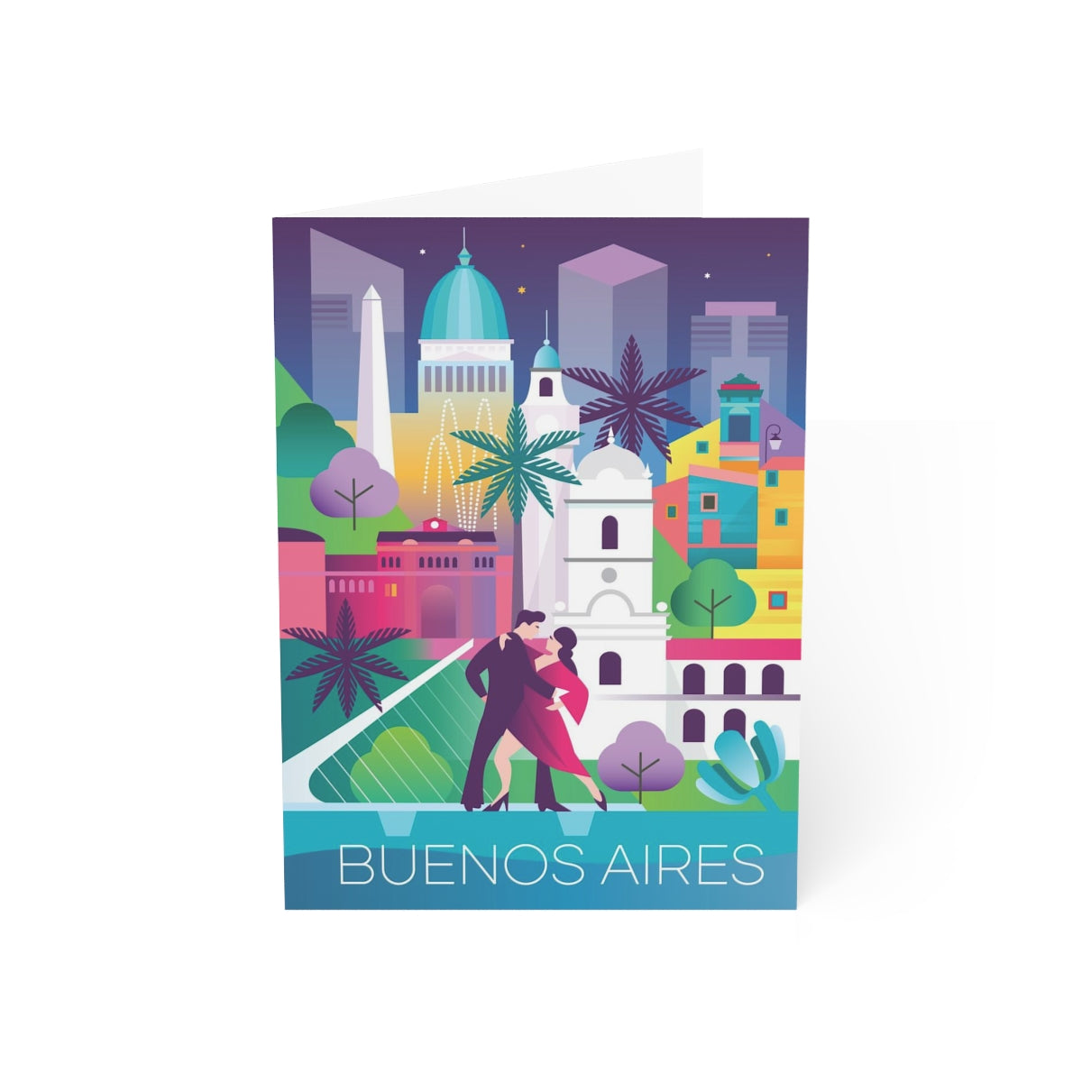 Cartes de notes mates pliées Buenos Aires + enveloppes (10 pièces) 