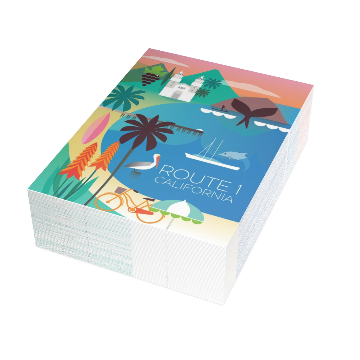 Route 1 Folded Matte Notecards + Envelopes (10pcs)
