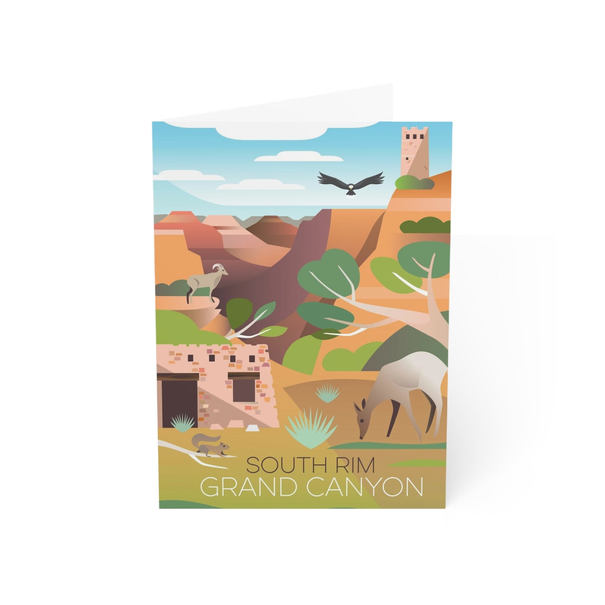 Parc national du Grand Canyon, cartes de notes mates pliées sur la rive sud + enveloppes (10 pièces)