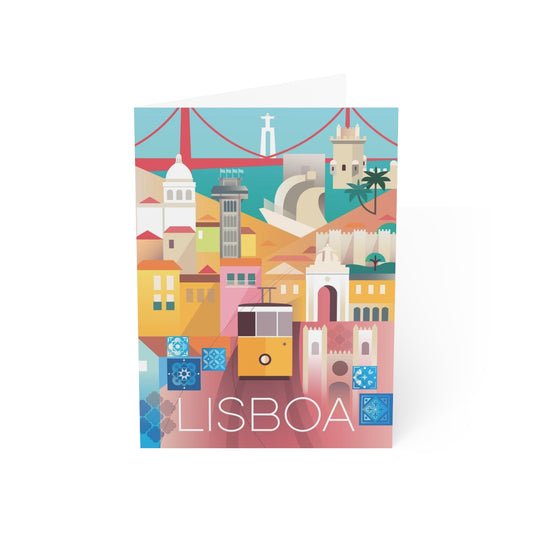 Cartes de correspondance mates pliées Lisbonne + enveloppes (10 pièces)