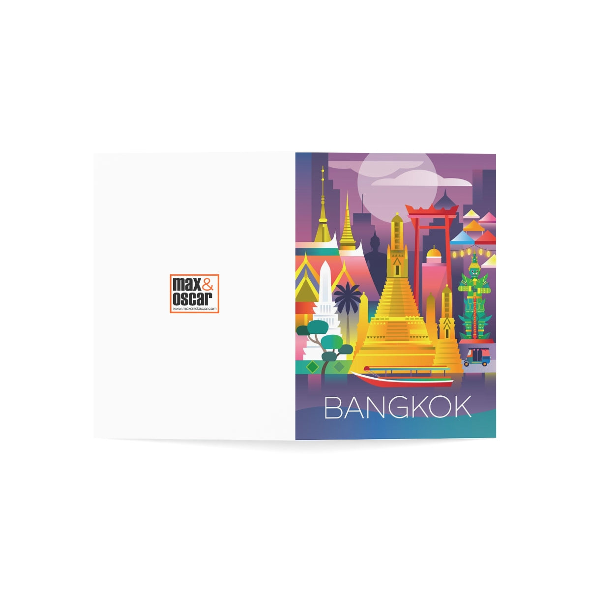 Cartes de notes mates pliées Bangkok + enveloppes (10 pièces) 