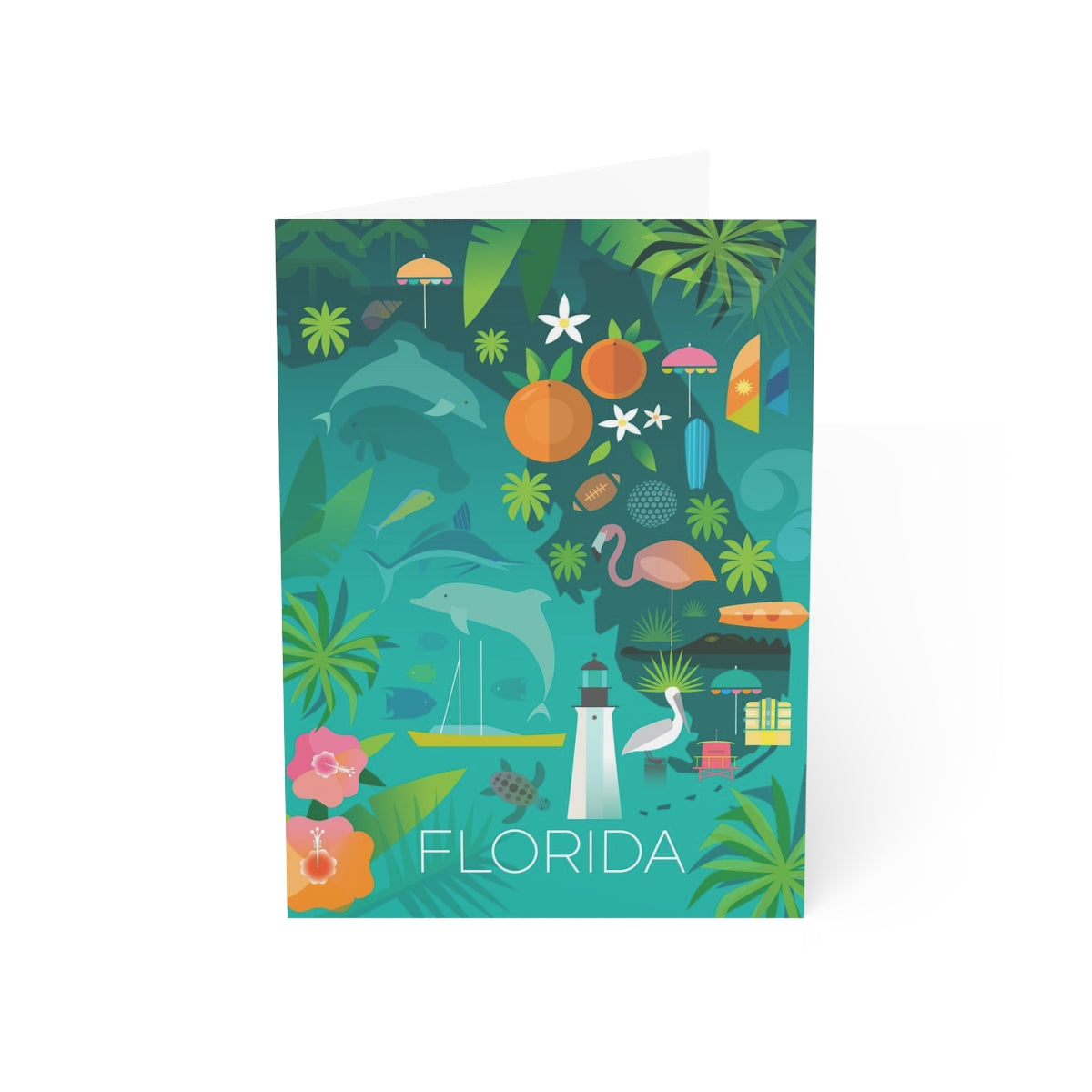Florida Map Folded Matte Notecards + Envelopes (10pcs)
