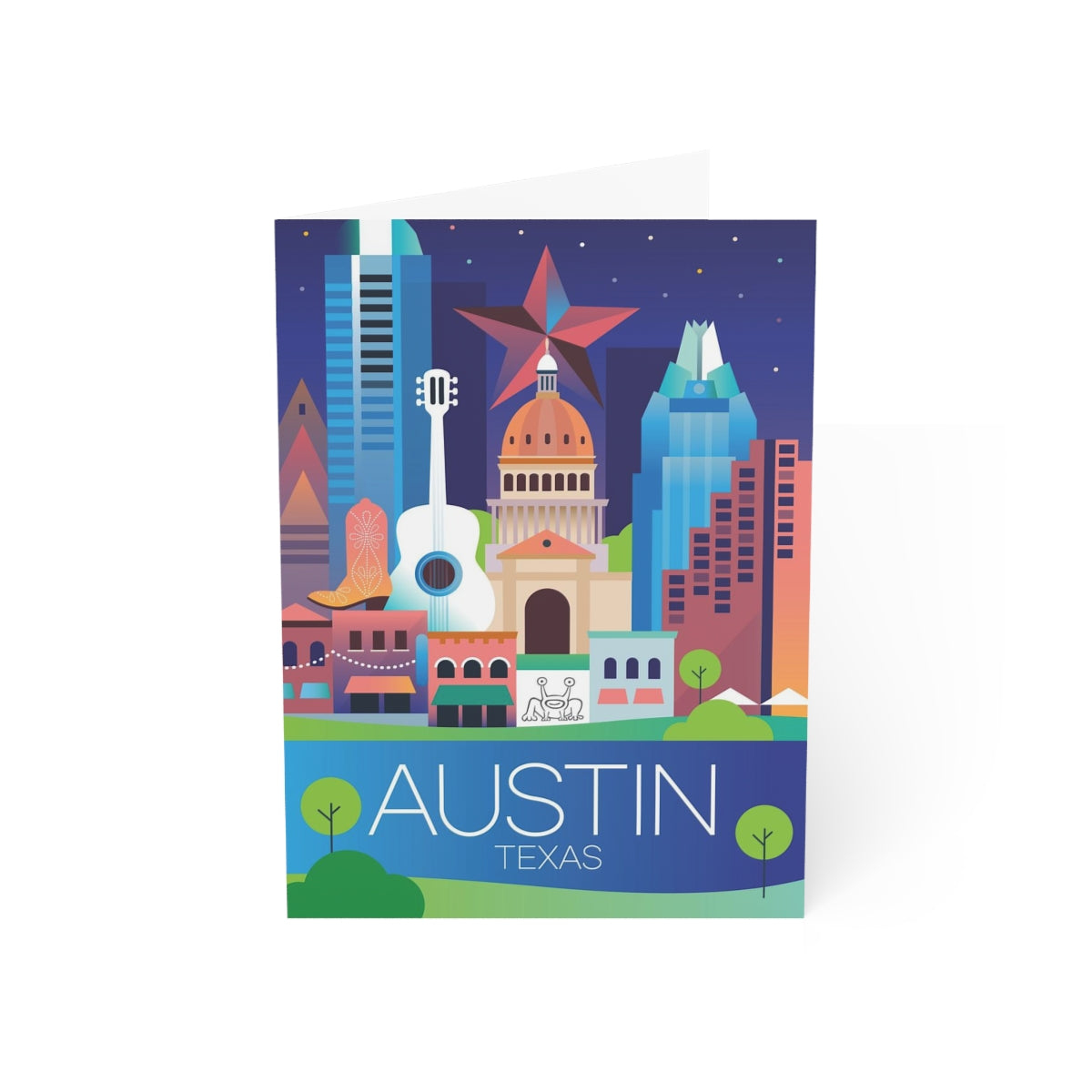 Austin Folded Matte Notecards + Envelopes  (10pcs)