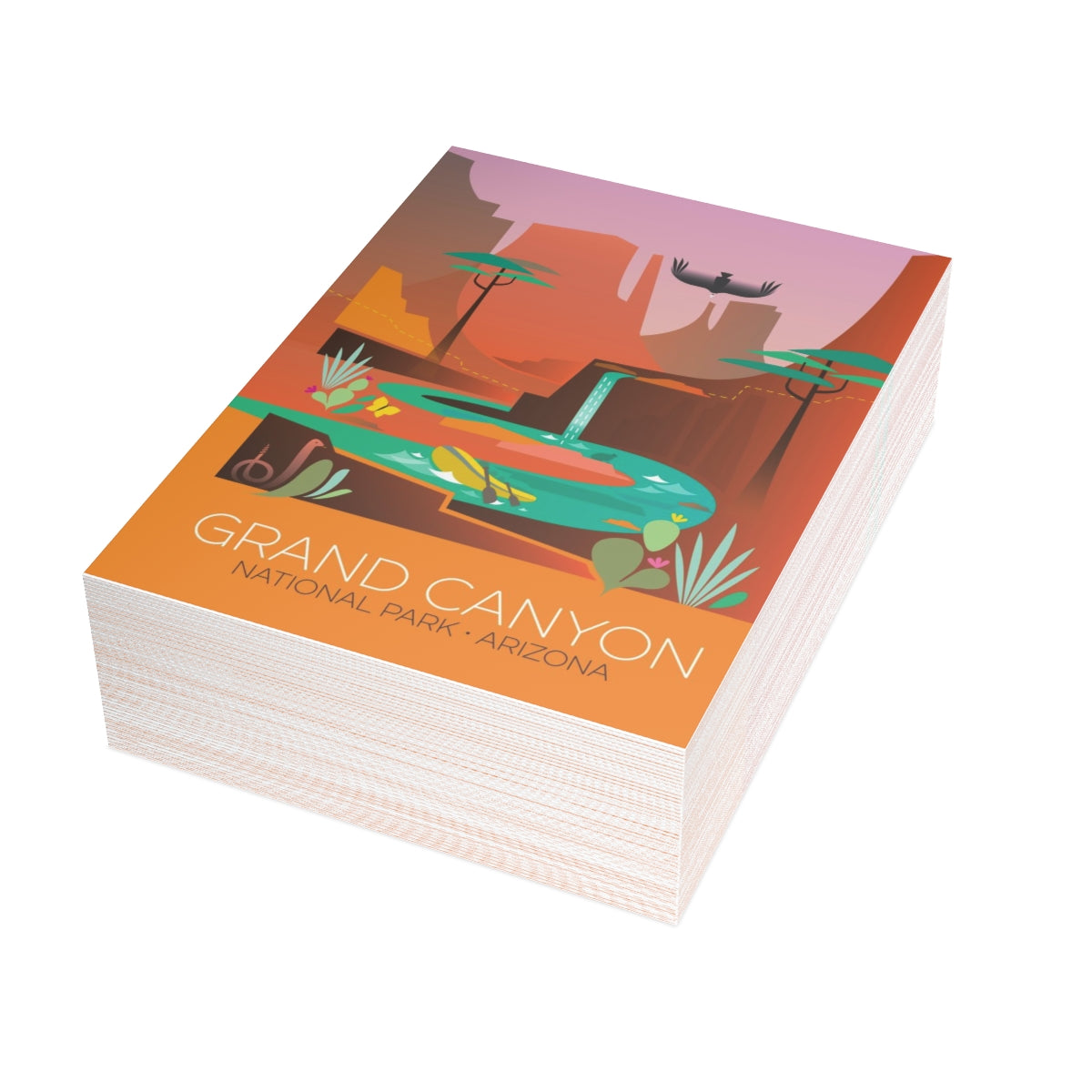 Cartes de notes pliées mates du parc national du Grand Canyon + enveloppes (10 pièces)