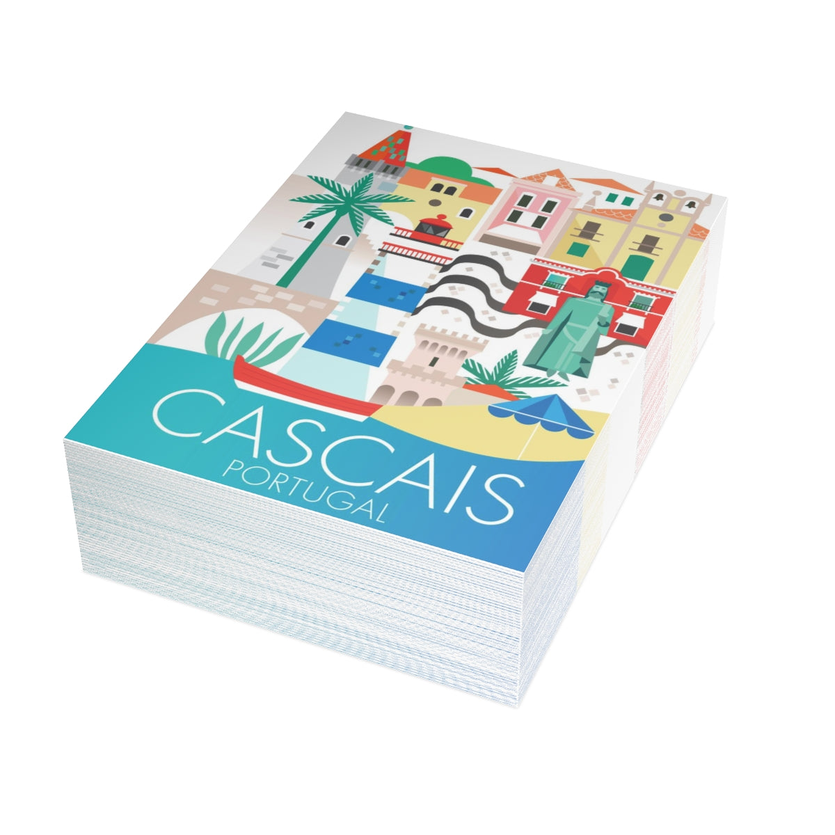 Cartes de correspondance mates pliées Cascais + enveloppes (10 pièces) 