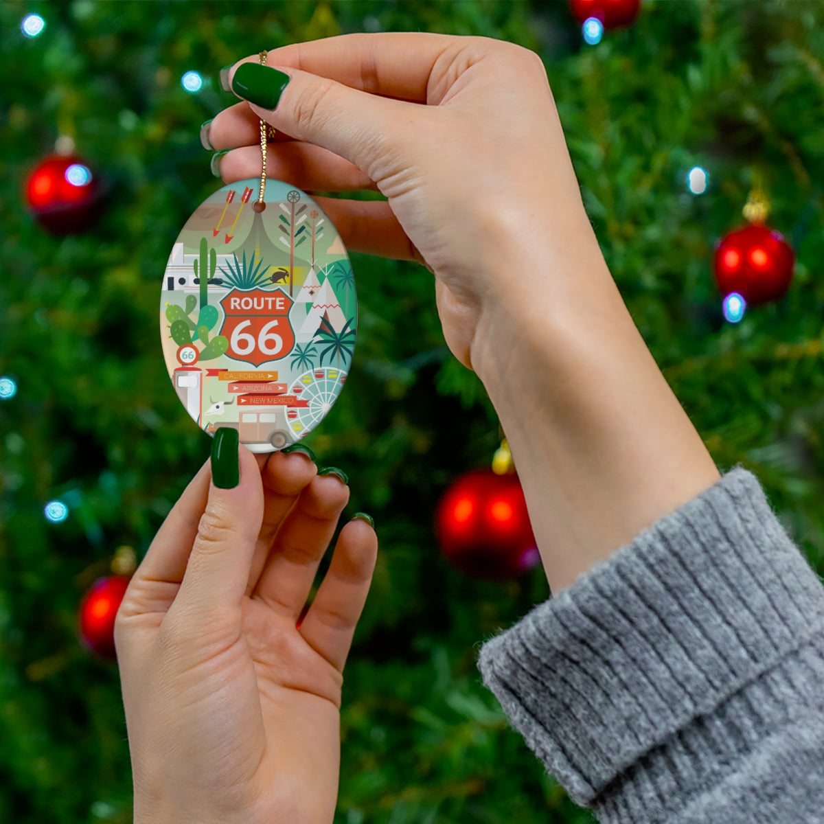 Route 66 Ceramic Ornament