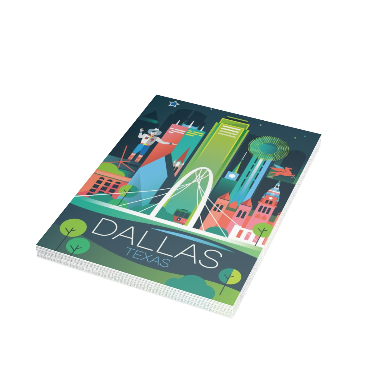 Dallas gefaltete matte Notizkarten + Umschläge (10 Stück) 