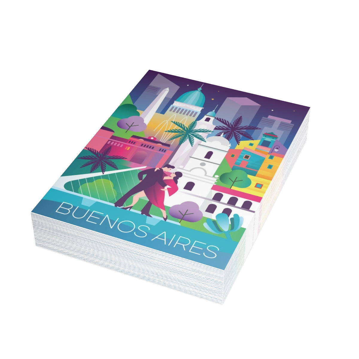 Buenos Aires gefaltete matte Notizkarten + Umschläge (10 Stück) 