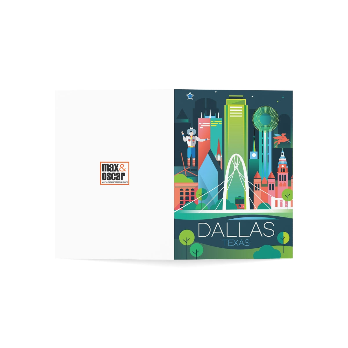 Cartes de notes mates pliées Dallas + enveloppes (10 pièces) 
